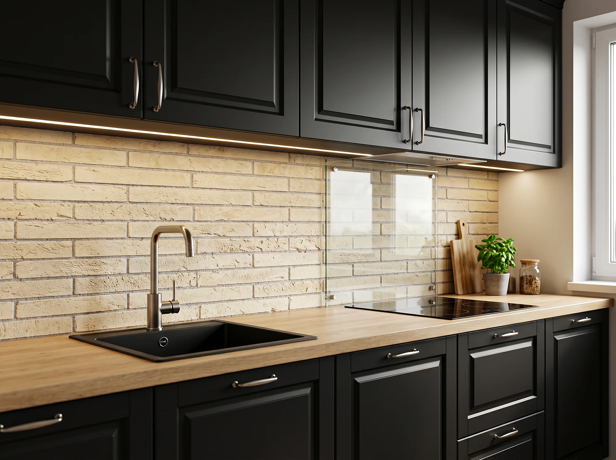 Płytki ceglane LONG - Sandstone Beige - kuchnia